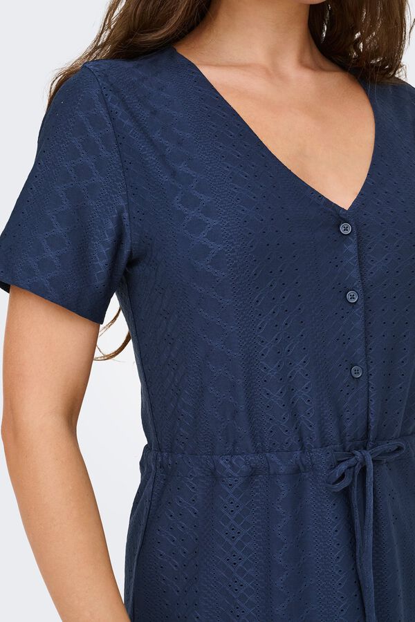 JDY Embroidered short dress blue