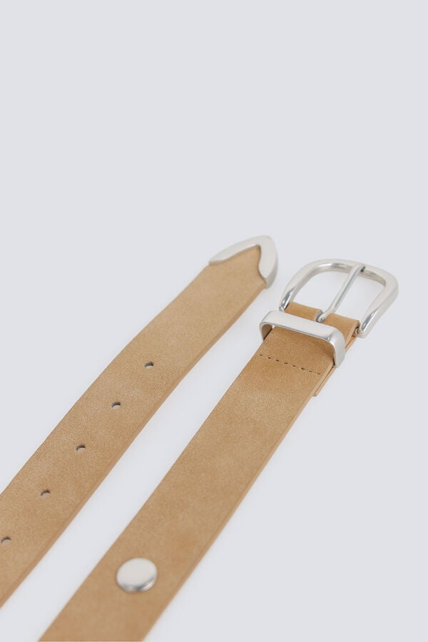 Springfield Studded suede belt brown