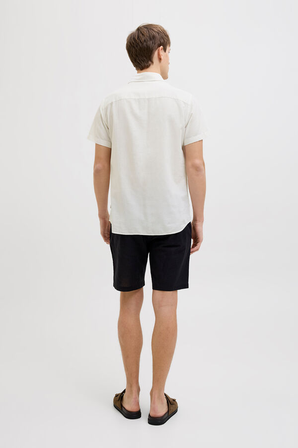 JJ REBEL Linen comfort fit shirt white