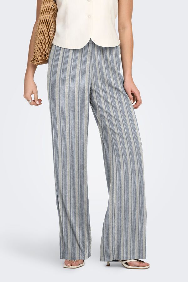 Only Cal&ccedil;a de linho &agrave;s riscas azul