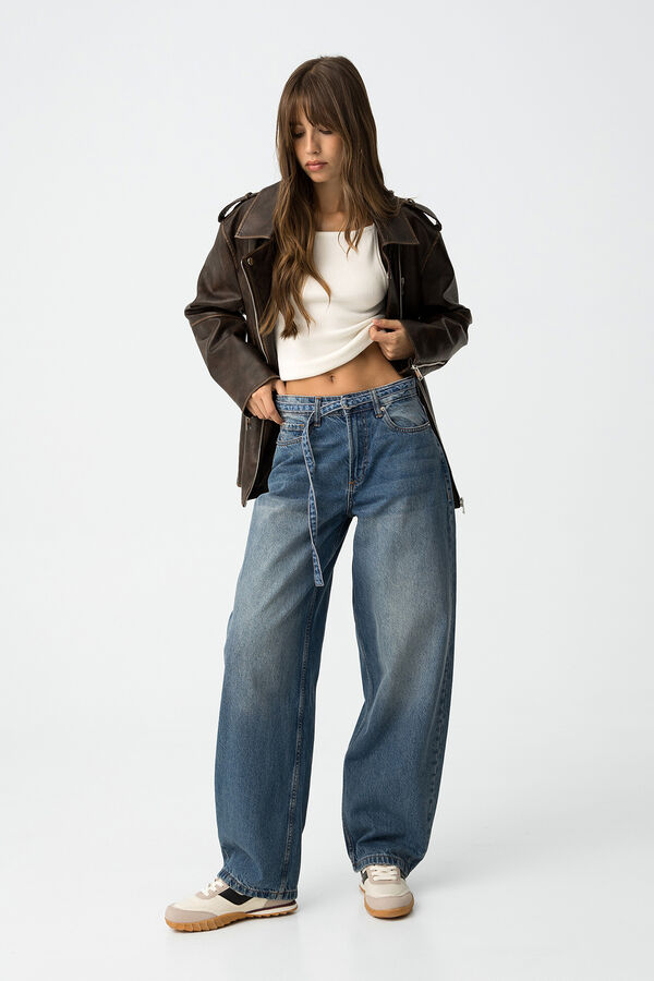 Tiffosi Jeans Ava Balloon Fit com Cinto azul