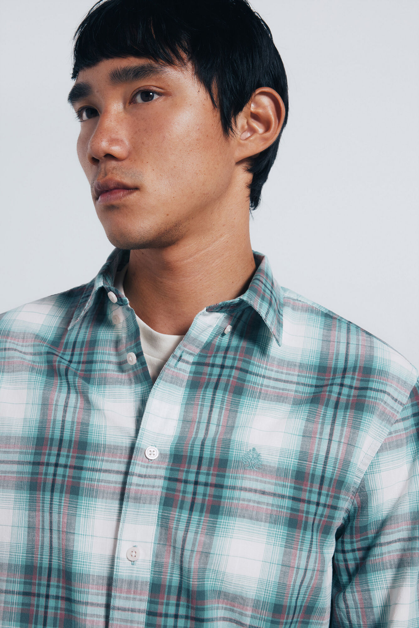 Springfield Slub cotton plaid shirt