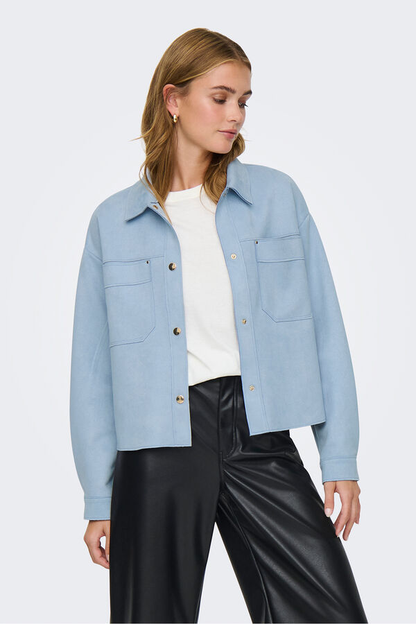 JDY Lightweight suede jacket blue