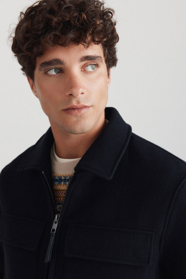 Springfield Wool blend shirt jacket blue