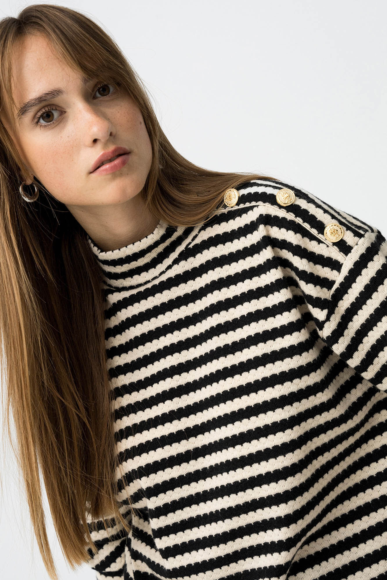Tiffosi Jersey de punto a rayas con botones decorativos