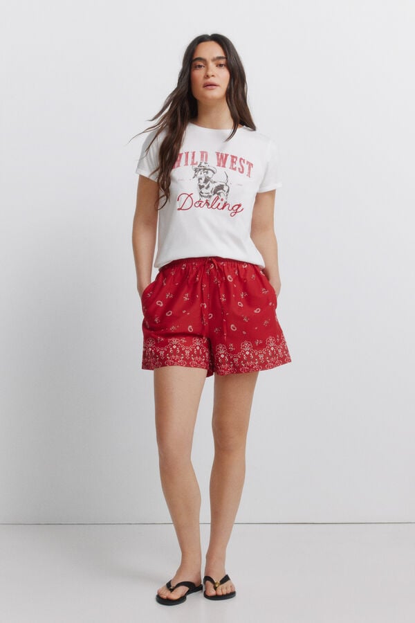 Springfield Cotton short sleeve T-shirt "cowgirl" brown