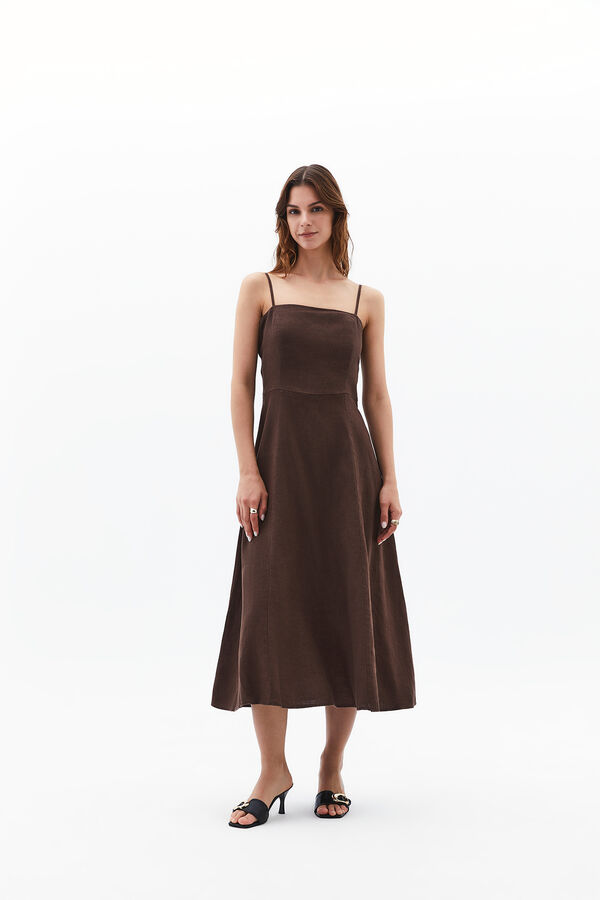 Oxxo Vestido midi tirantes marr&oacute;n