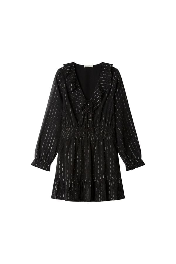 Springfield Short dress with glitter ruffles black