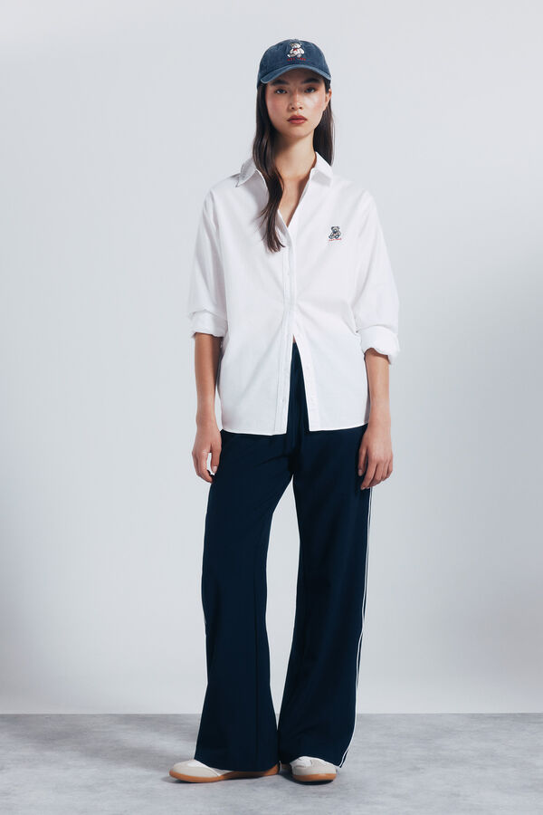 Springfield Oversized bear embroidered shirt white