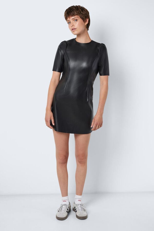 Springfield Kurzes Kleid aus Kunstleder schwarz