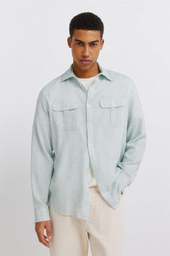 Springfield Camisa em linho e viscose com bolsos