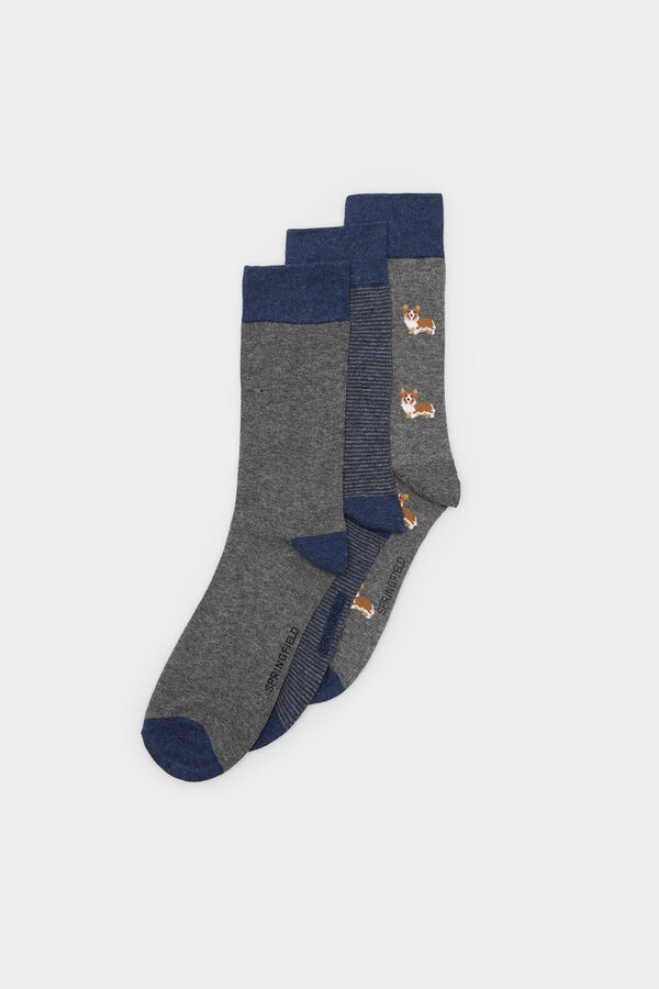 Springfield Pack 3 calcetines peros corgy gris oscuro