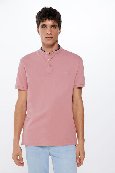 Springfield Poloshirt Piqué Stehkragen Slim Fit pink