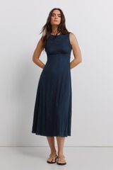 Springfield Robe midi &agrave; bretelles brod&eacute;e bleu