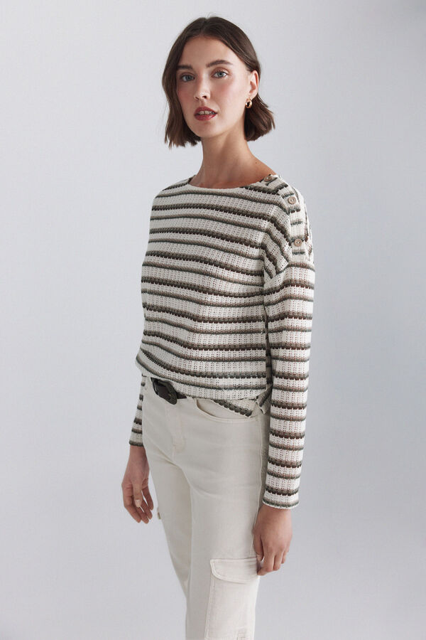 Springfield Striped shoulder buttons jumper printed