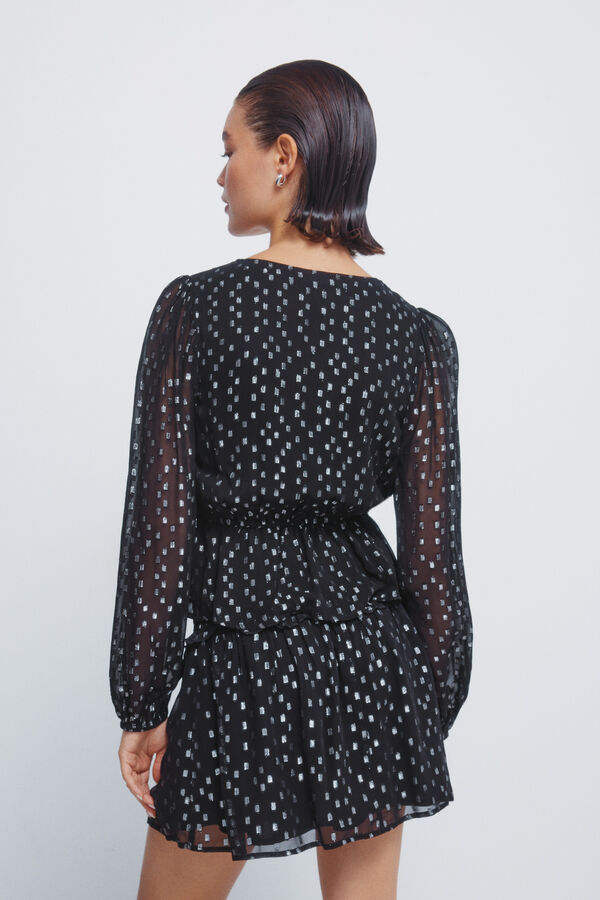 Springfield Lurex blouse with elastic waistband black