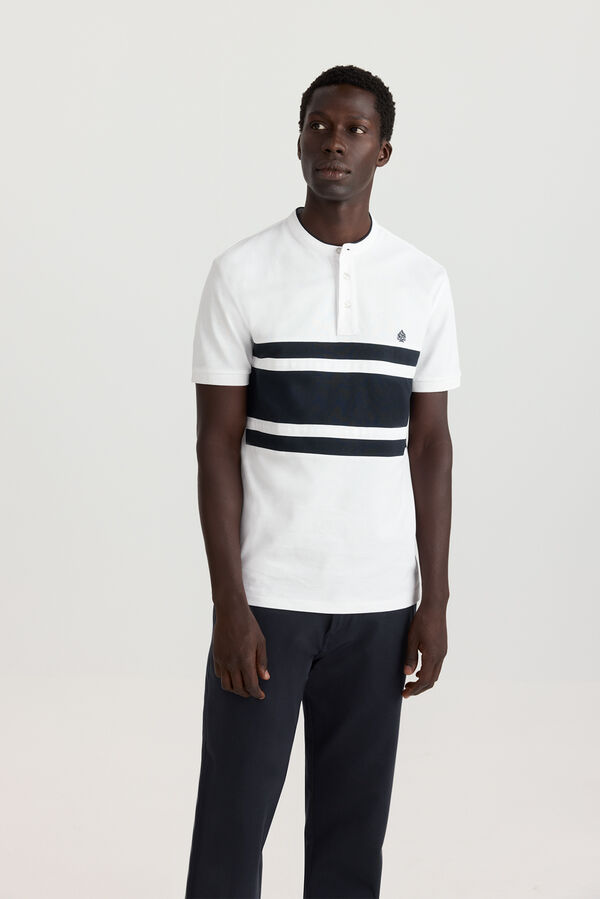 Springfield Polo col mao color block slim fit blanc