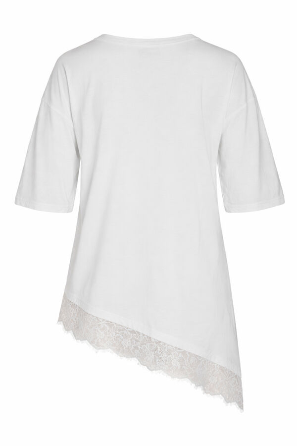 Noisy May T-shirt de manga curta com renda branco