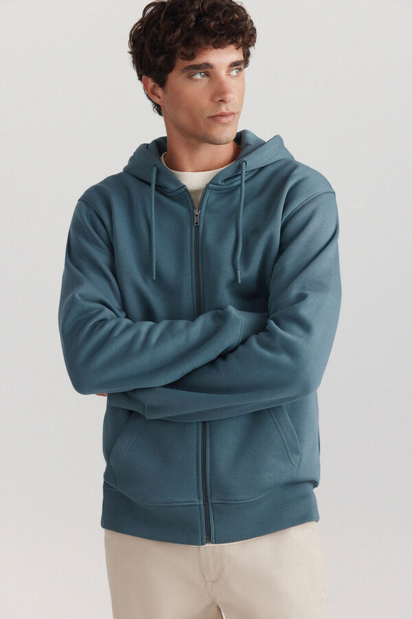 Springfield Basic open hooded sweatshirt blue