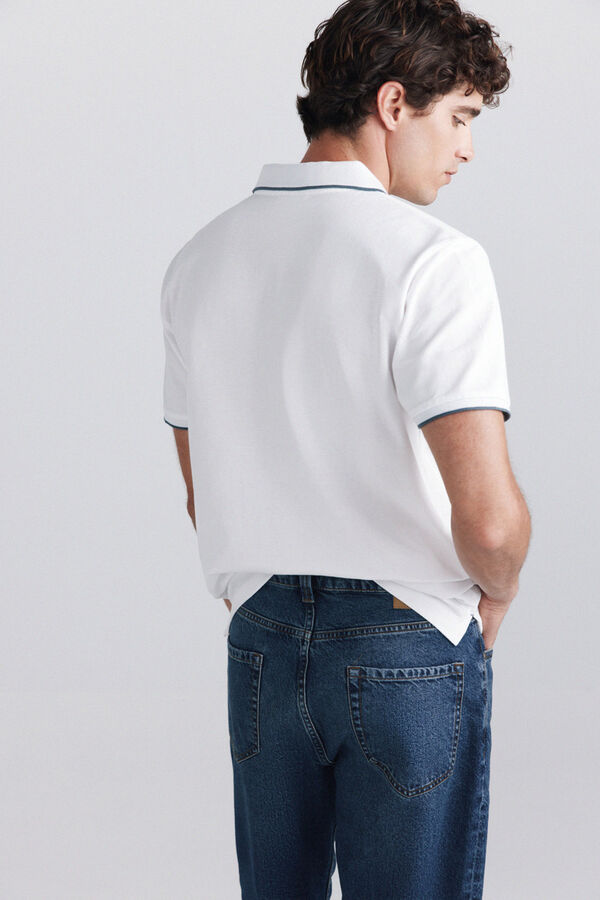 Springfield Polo piqu&eacute; contrastes slim fit blanc