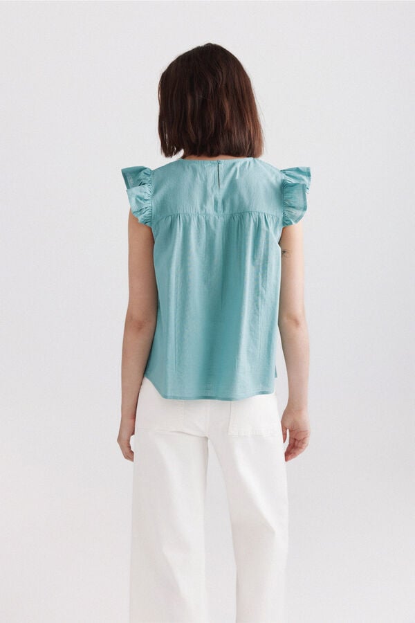 Springfield Crochet ruffle blouse green