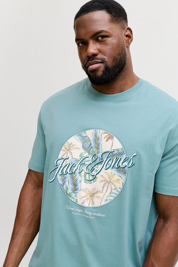 Jack & Jones PLUS Printed cotton T-shirt blue