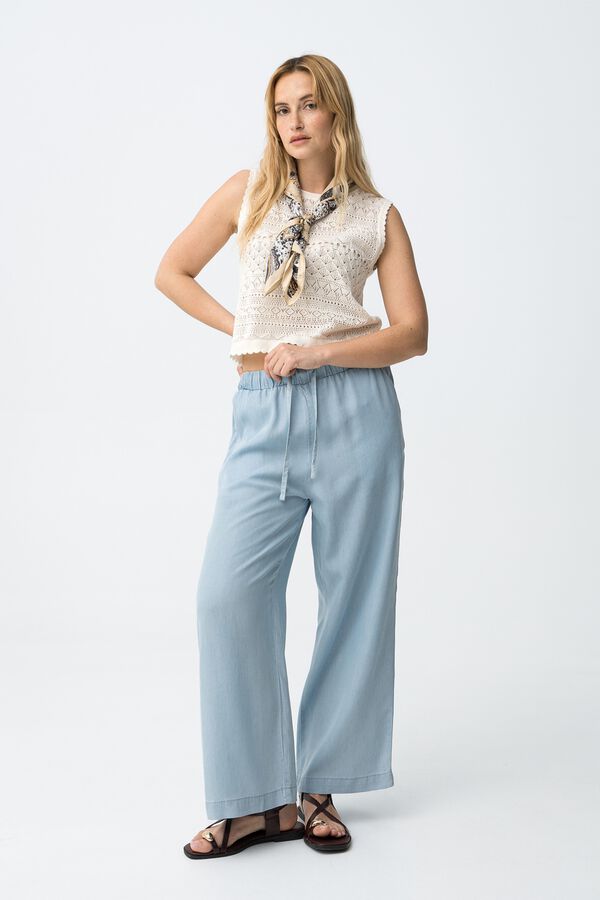 Tiffosi Pantal&oacute;n wide leg azul