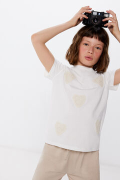 Springfield Camiseta corazones crochet niña beige