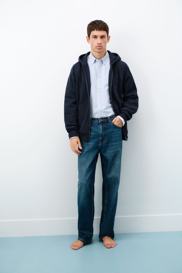 Springfield Dark wash wide leg jeans blue