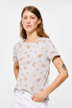 Springfield Printed lace shoulders T-shirt grey