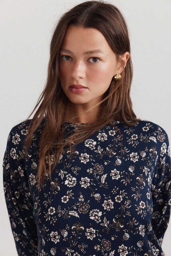 Springfield Printed two-material long sleeve T-shirt blue