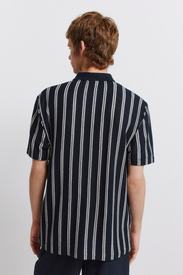 Springfield Striped regular fit polo shirt blue