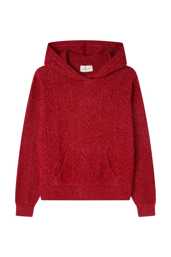 Springfield Jersey capucha punto cable knit rojo