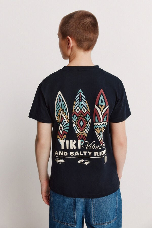 Springfield Kids Dečija majica kratkih rukava sa tiki printom Plava