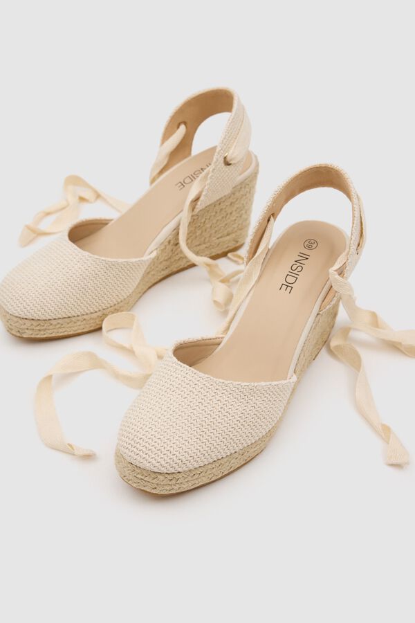 Inside Crochet canvas jute wedges brown