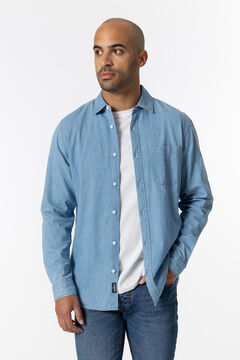 Tiffosi Camisa Denim Regular Fit con Bolsillo azul