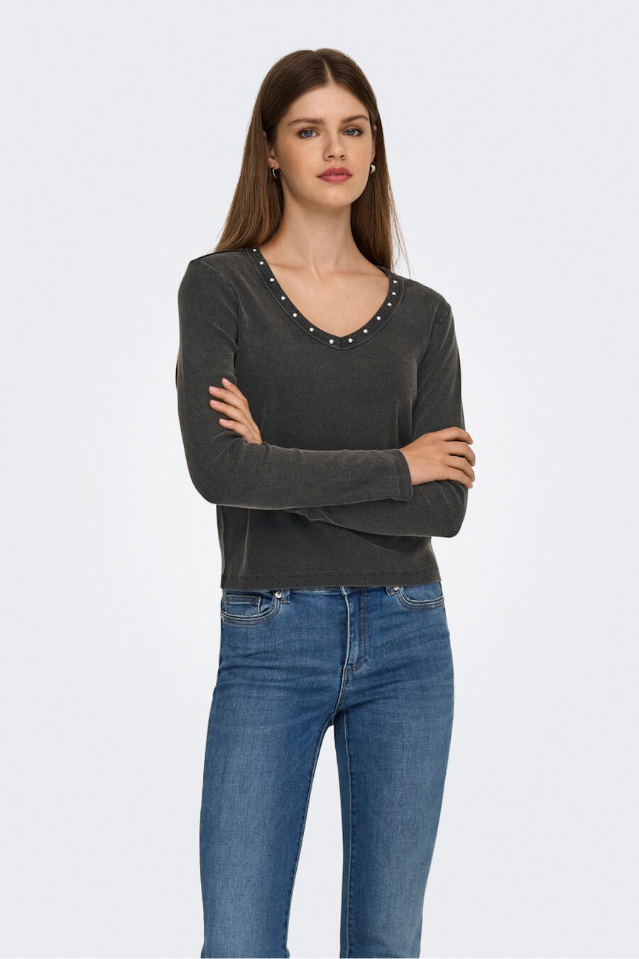 Top acanalado detalle tachas