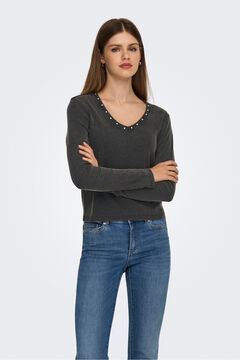 Only Top acanalado detalle tachas