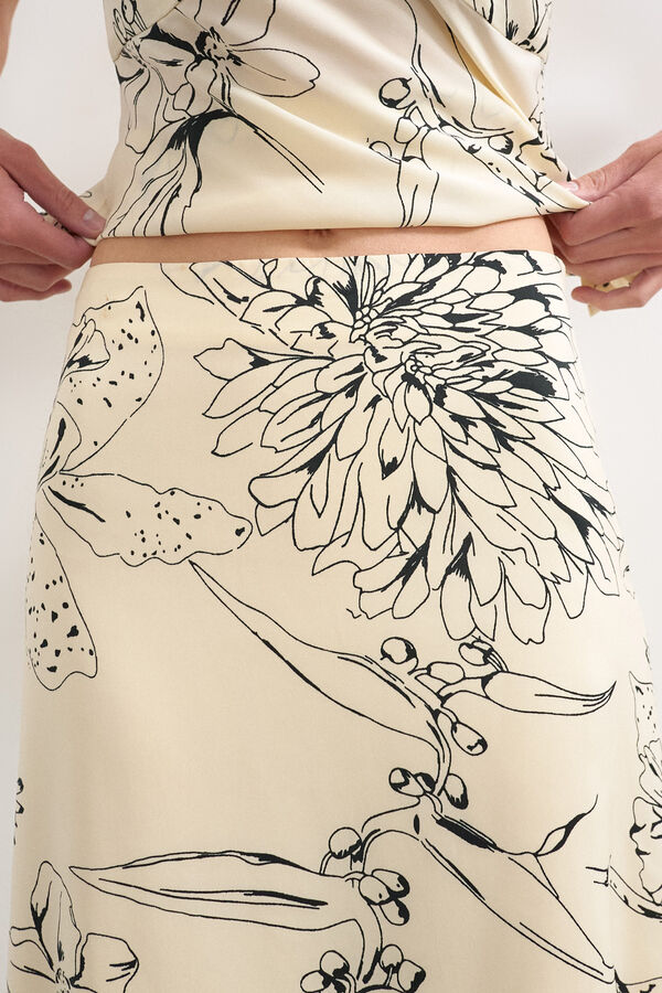 Topshop Printed asymmetric skirt white