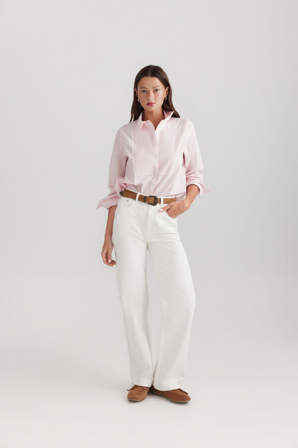 Springfield Pleated basic shirt pink