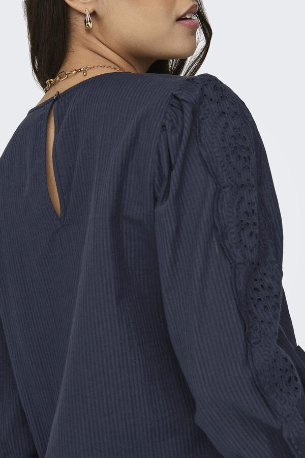 Springfield Long-sleeved lace blouse plava