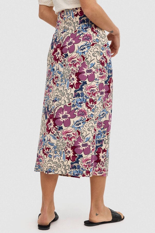 Springfield Printed midi skirt natural