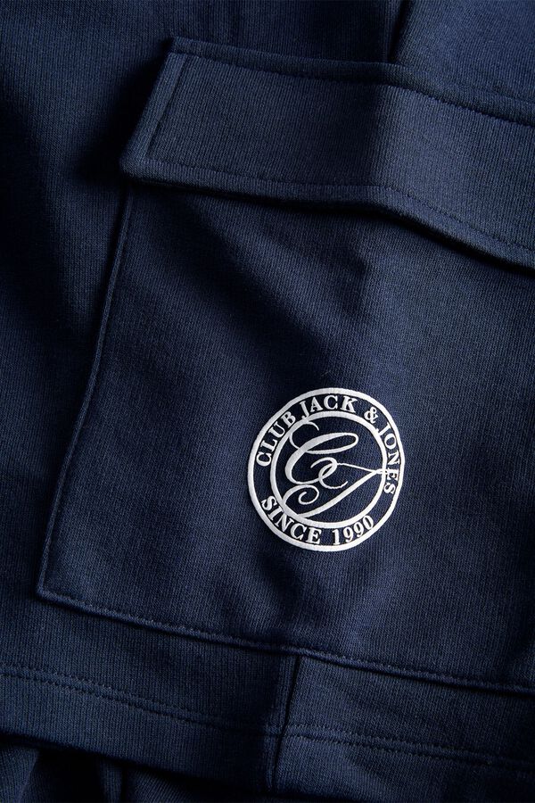 Jack & Jones Regular fit fleece cargo Bermuda shorts blue