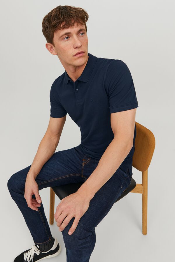 Jack & Jones Polohemd Slim Piqu&eacute; Blau