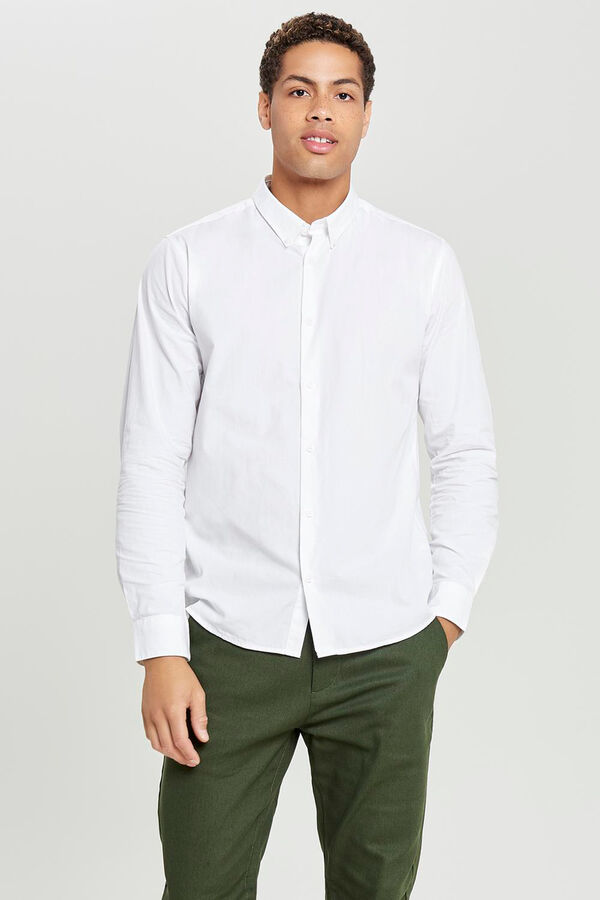 Only & Sons Camisa de hombre slim fit y 100% algod&oacute;n. blanco