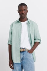 Springfield Slub cotton shirt green