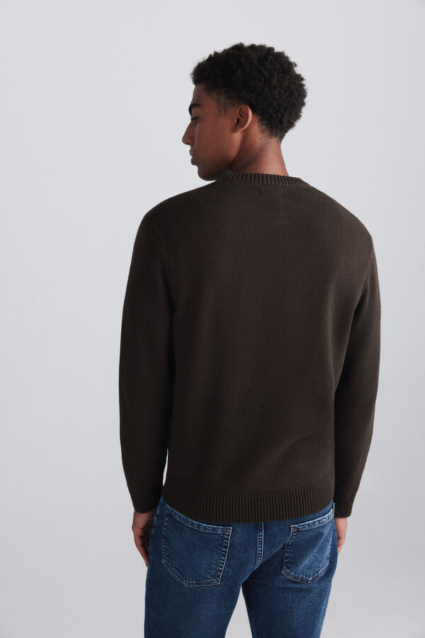 Springfield Jersey cuello redondo liso marr&oacute;n