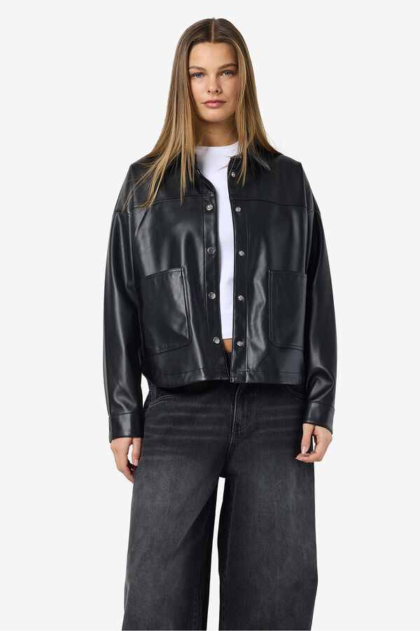 Noisy May Kunstleder -&Uuml;berhemd Schwarz