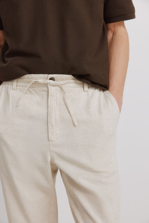 Springfield Linen comfort fit chinos white