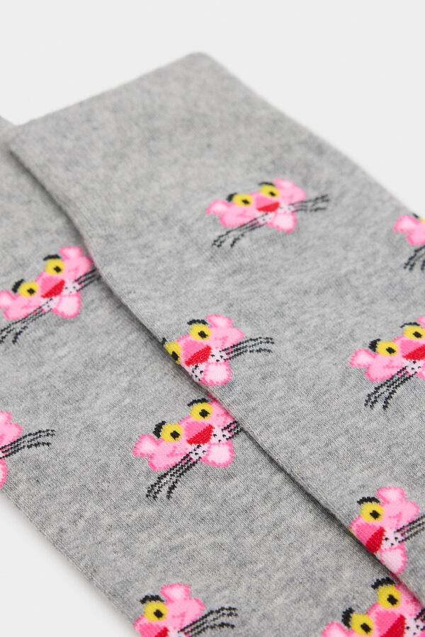 Springfield Calcet&iacute;n alto Pantera Rosa gris